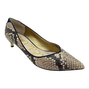 Sam Edelman Laura Leather Snakeskin Kitten Heels